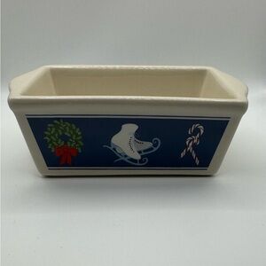 Mini Festive Nantucket Ceramic Rectangular Loaf Panwith Holiday Motifs